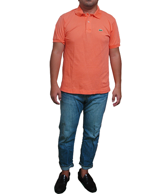 LACOSTEオレンジポロシャツ