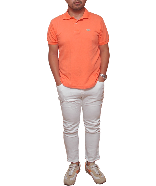 ラコステ（LACOSTE）オレンジポロシャツ